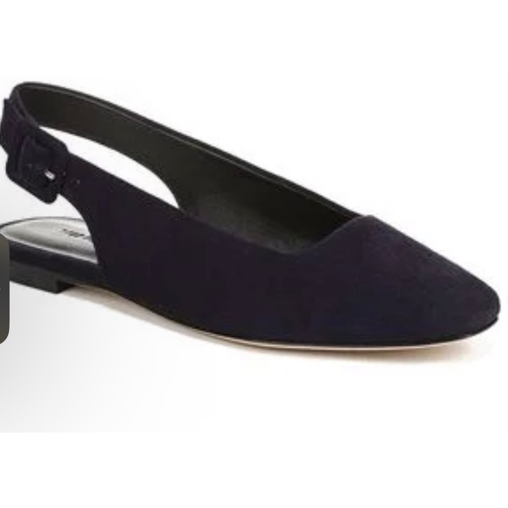 Vince Navy Blue Suede Slingback Pointed Toe Flats Shoes USA 7M EUR 37